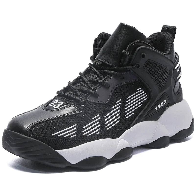 Men Basketball Shoes Autumn New High Top Mesh Breathable Anti Slip Rebound Flat Bottom Practical Basketball Boots for Men