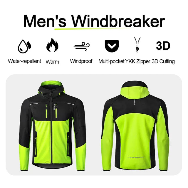INBIKE Winter Cycling Jackets Man Warm Thermal Windbreaker for Men Hooded MTB Bike Jackets for Riding Windproof Bicycle Clothing