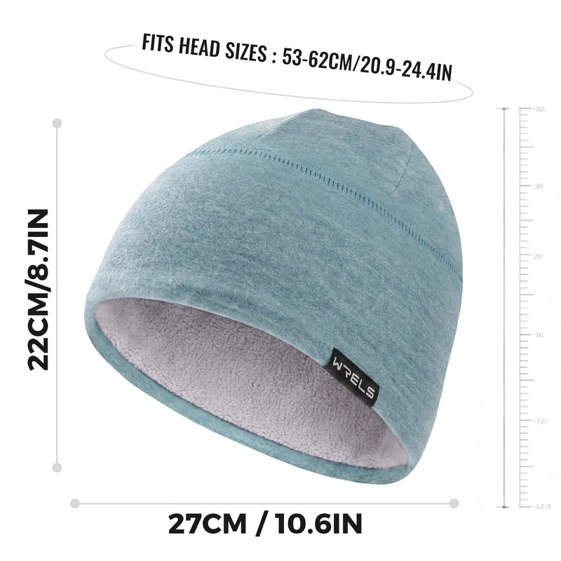 WRELS Running Beanie Windproof Warm Hat Fleece Lined Stretch Elastic Anti Cold Skiing Winter Outdoor Men Women Thermal Skull Cap