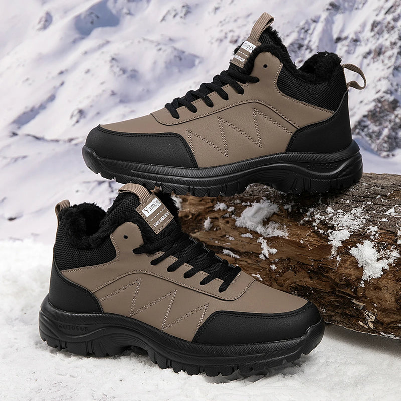 Men's casual snow boots winter new warm plush cotton boots fashion Joker outdoor soft sole anti-slip comfort light hiking boots