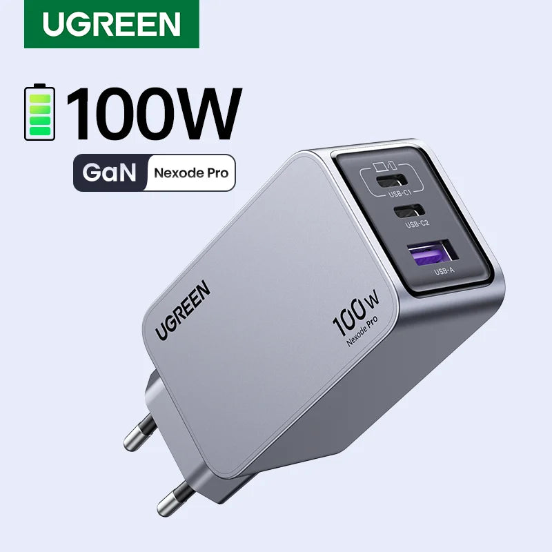 UGREEN 100W GaN Charger USB C Charger QC4.0 3.0 Quick Charge For Macbook Laptop Tablet PD Fast Charger For iPhone 17 16 15 Pro