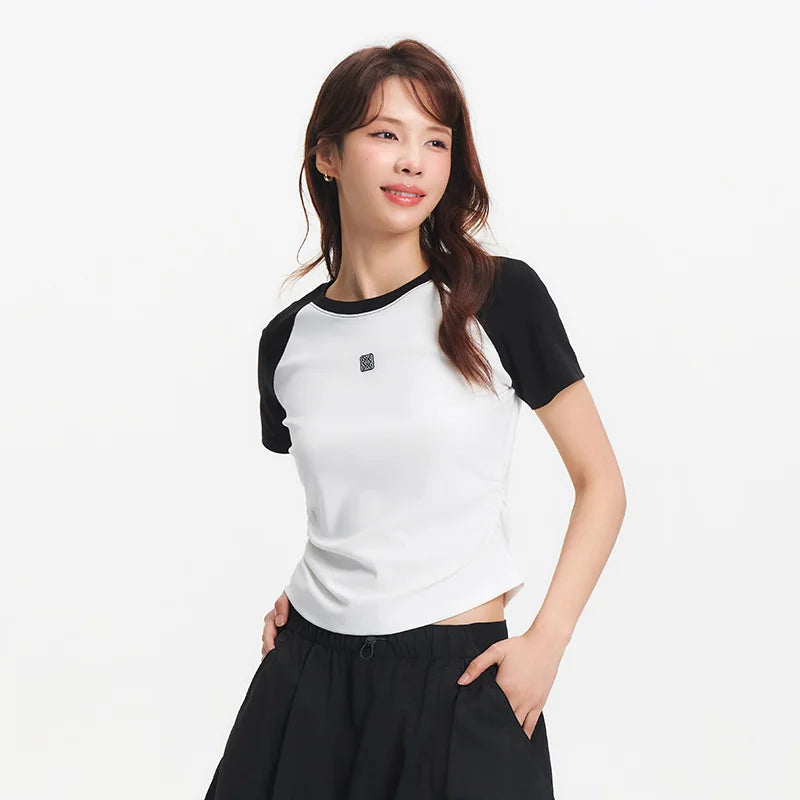 Semir Womens Tshirt 2026 Color Block Raglan Sleeve Slim Cool Feeling Slim Fit Casual Soft Daily Wear