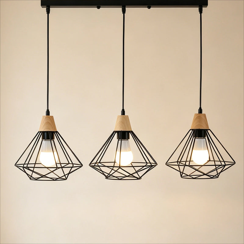 3-Light Chandelier Farmhouse Kitchen Island Pendant Light Fixture Industrial Hanging Pendant Lighting for Dining Room Bedroom