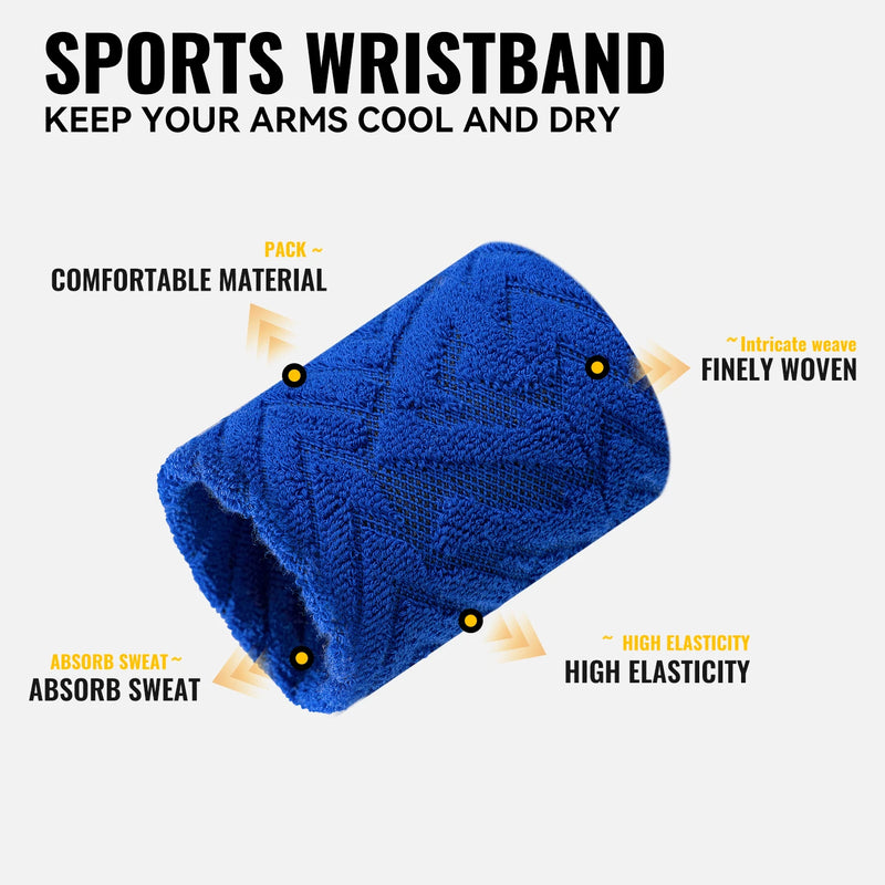 WRELS Wristband Absorbent Sweatband Moisture Wicking Wrist Band Quick Dry Men Women Tennis Running Basketball Gym Wrist Wrap