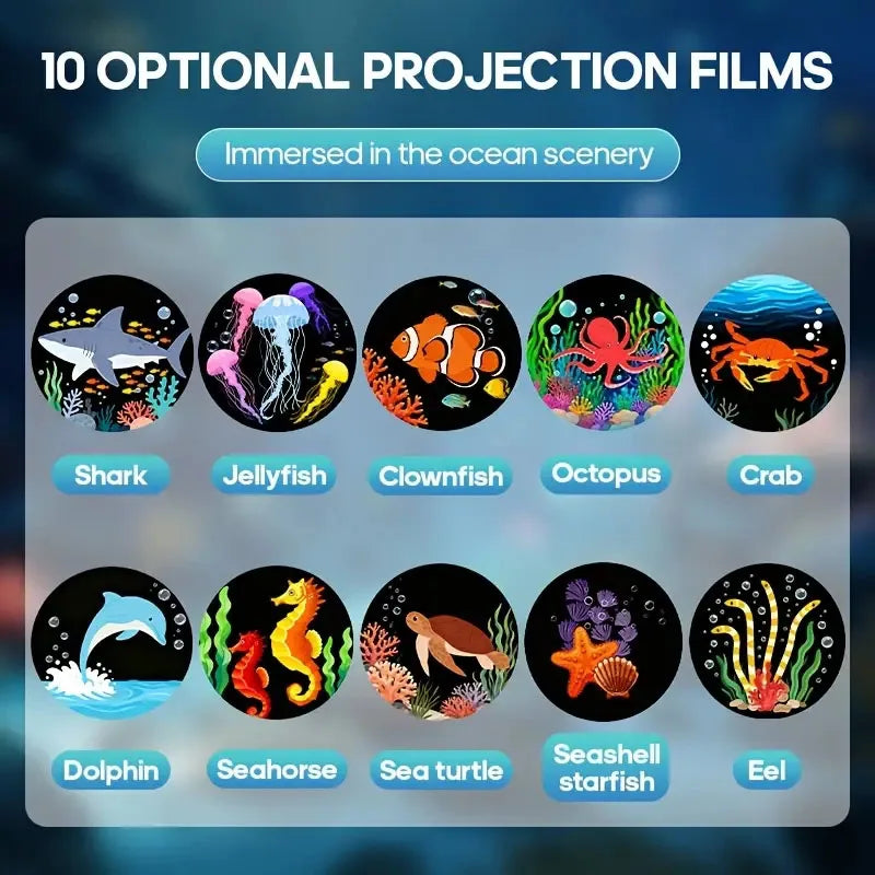 USB Plug-in Lights Turtle Jellyfish Giant Octopus Patterns Projector Light 360° Rotation Adjustable for Walls Ceilings Best Gift
