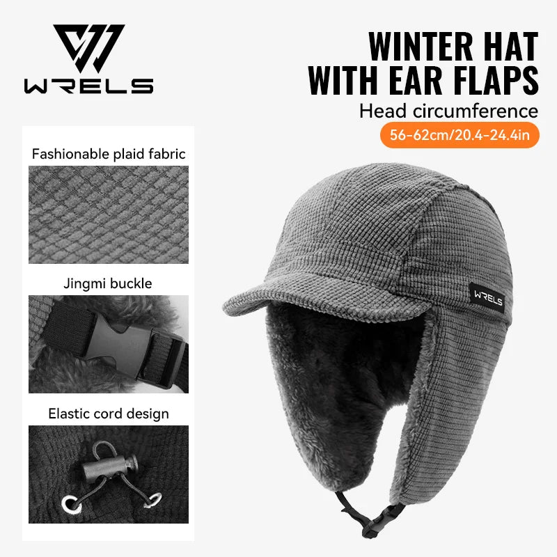 WRELS Thermal Winter Earflap Hat Warm Trooper Hunting Hat Windproof Cap with Ear Flaps Cycling Motorcycle Outdoor Winter Hat