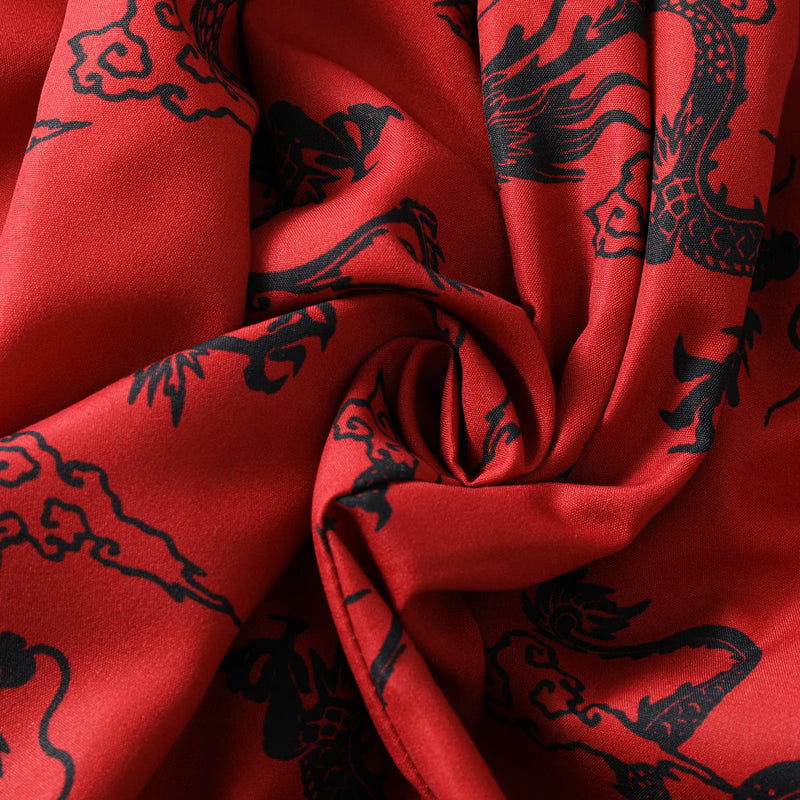 Unisex Street Dance/hip-hop Performance Attire, Loose Fit, Color-blocked Set with A Chinese Dragon Print. (Shirt and Pants)