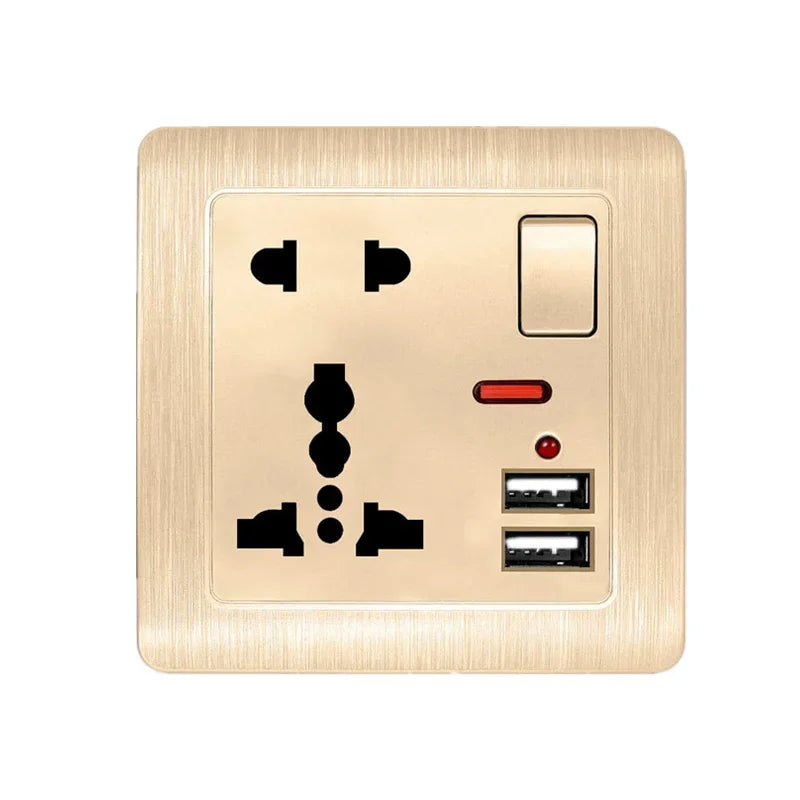 Depoguye White USB Plug Wall Sockets,Universal 10-hole Power Socket,  Sockets and Switches, Socket with Usb Charging AC110V-250V