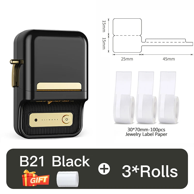 NIIMBOT B1/B21 Jewelry Label Printer Self Adhesive DIY Self-Adhesive Jewelry Necklace Bracelet Ring Price Tag for Bussiness