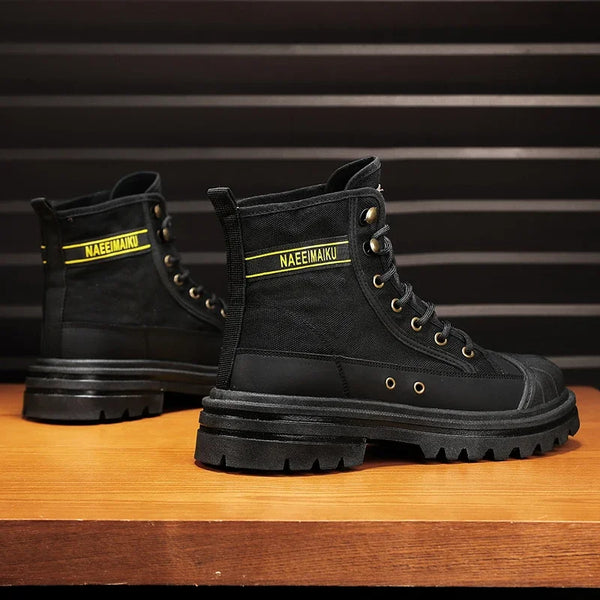 Men's boots four season new high-top casual boots canvas boots soft-sole non-slip thick-sole outdoor boots fashion tooling boots