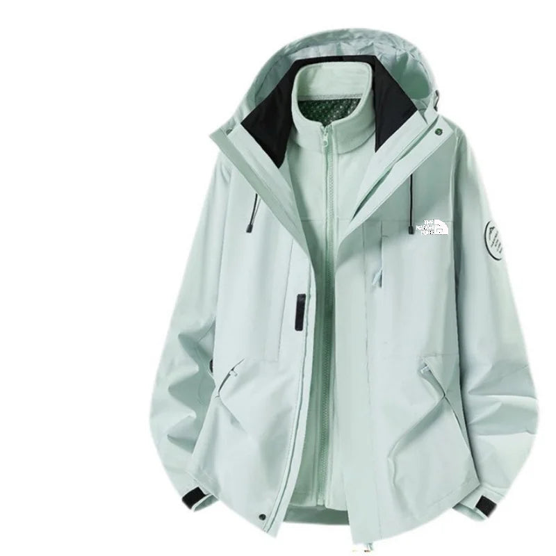 Same Style Couples Hooded Three In One Assault Suit Waterproof Windproof Keep Warm Autumn Winter Mountaineering DetachableJacket