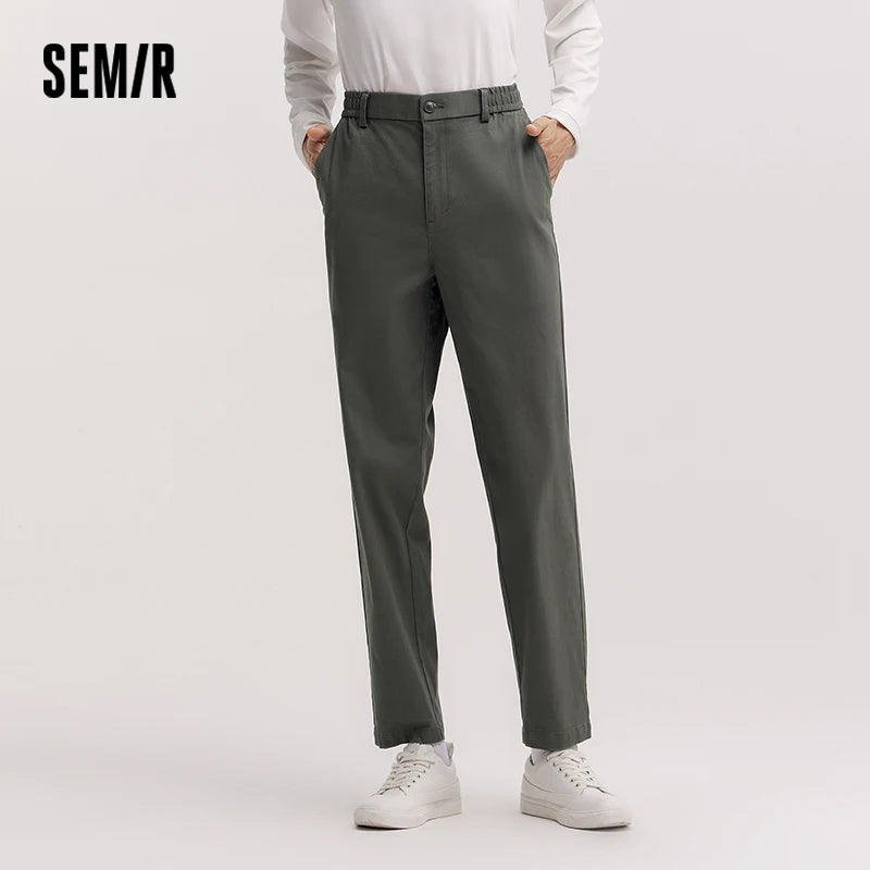 Semir Versatile Pants Men 2026 Spring Solid Color Tapered Casual Comfortable Daily Wear Stylish Long Trousers