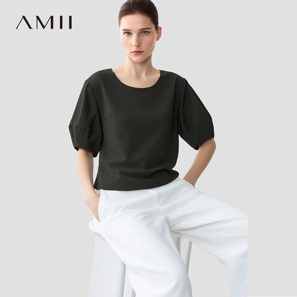 អាវស្រី Amii រដូវក្តៅឆ្នាំ ២០២៦ អាវក O ថ្មីដៃអាវរាងចង្កៀងកប្បាសស្ទីលបារាំងរលុងធម្មតាសម្រាប់ស្ត្រី 12622196