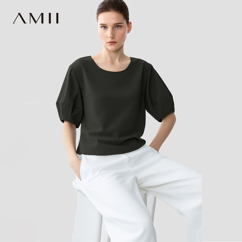 អាវស្រី Amii រដូវក្តៅឆ្នាំ ២០២៦ អាវក O ថ្មីដៃអាវរាងចង្កៀងកប្បាសស្ទីលបារាំងរលុងធម្មតាសម្រាប់ស្ត្រី 12622196