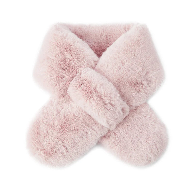 Semir Soft Scarf  Fuzzy Shawl Women Autumn Winter 2025 Warm Plush Short CrossPattern Stylish Casual Comfortable