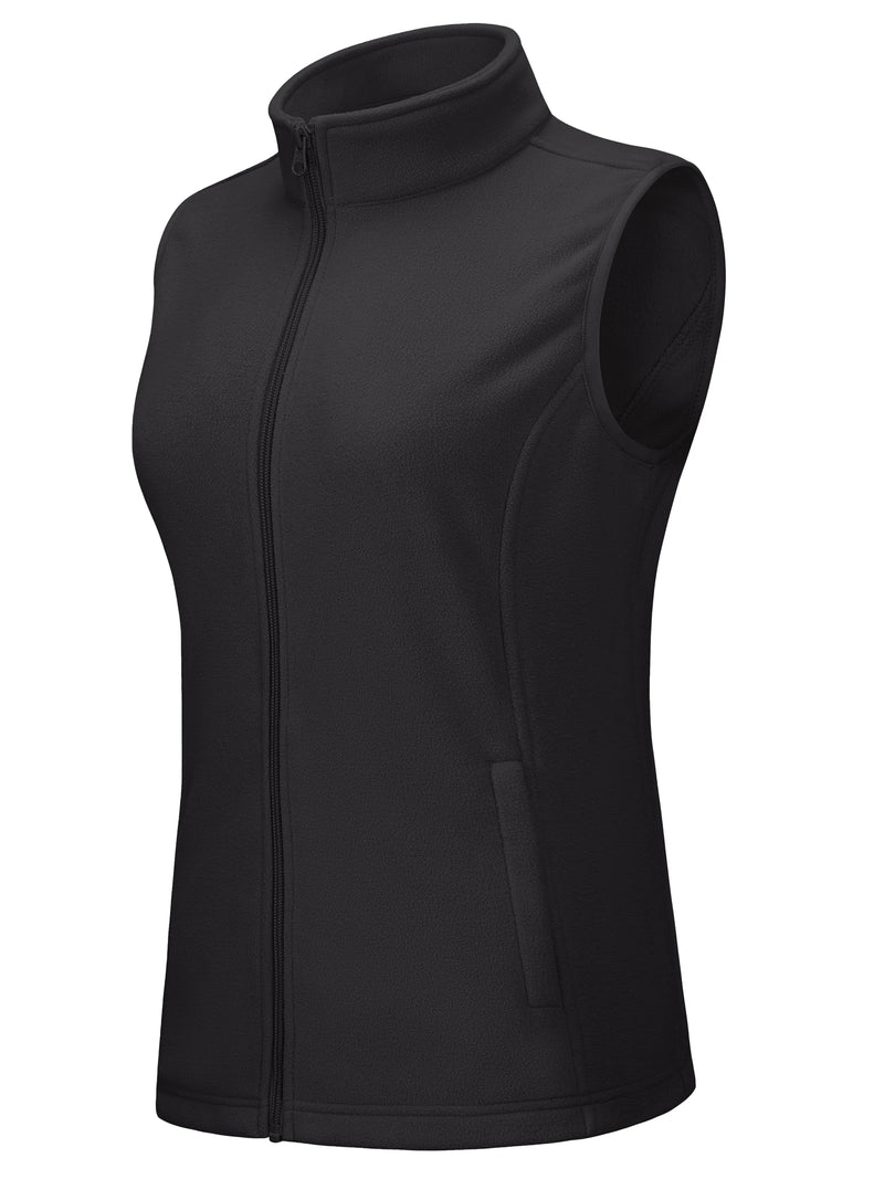 TACVASEN Women's Autumn Winter Lightweight Polar Fleece Vest Full-Zip Layering Jacket with 2 Pockets for Hiking and Daily Wear
