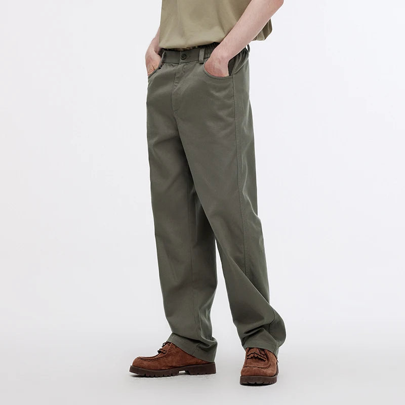 Semir Fleece Pants Men Solid Color Versatile Cargo Pants Elastic Waist Loose Straight Leg Trendy 2026 Winter Casual Wear