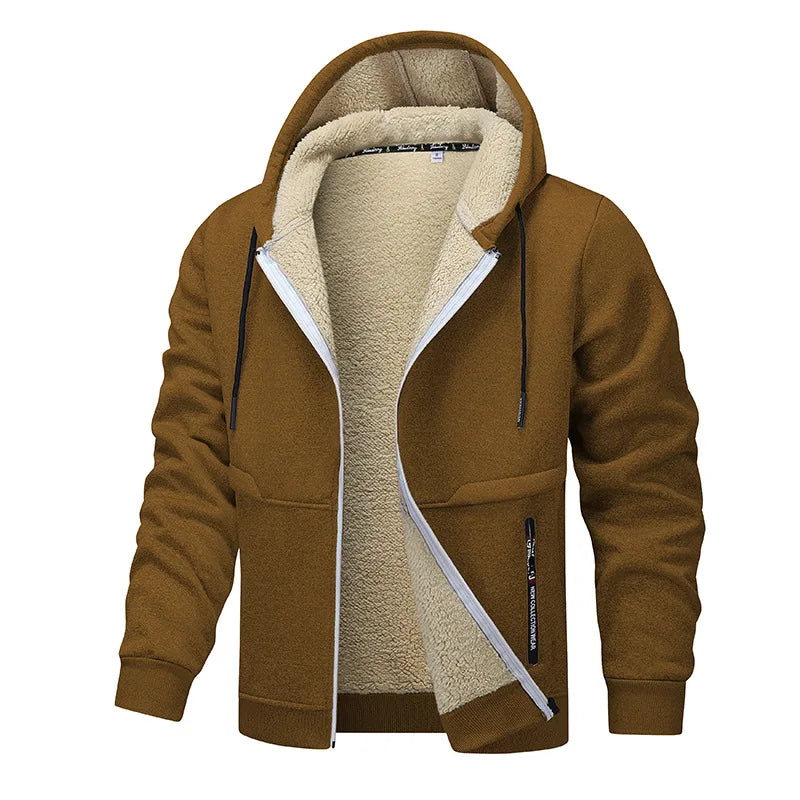 ‌Blue Fleece-Lined Hoodie Jacket for Men - Warm, Comfortable, Casual Style‌ Male Coat. Size M-5XL 6XL