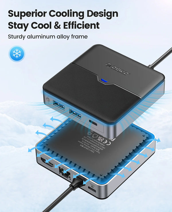 ORICO Type C Docking Station USB 3.0 HUB 4K60Hz HDMI-compatible RJ45 PD Adapter for Macbook iPad Air M1 PC Accessories Splitter