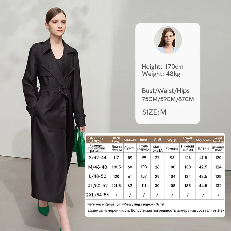 អាវធំ AMII Minimalist Trench Coat សម្រាប់ស្ត្រី រដូវស្លឹកឈើជ្រុះឆ្នាំ ២០២៦ ថ្មី ប្រណីត រលុង កអាវបត់ចុះក្រោម អាវធំវែងពីរជាន់ 12511090