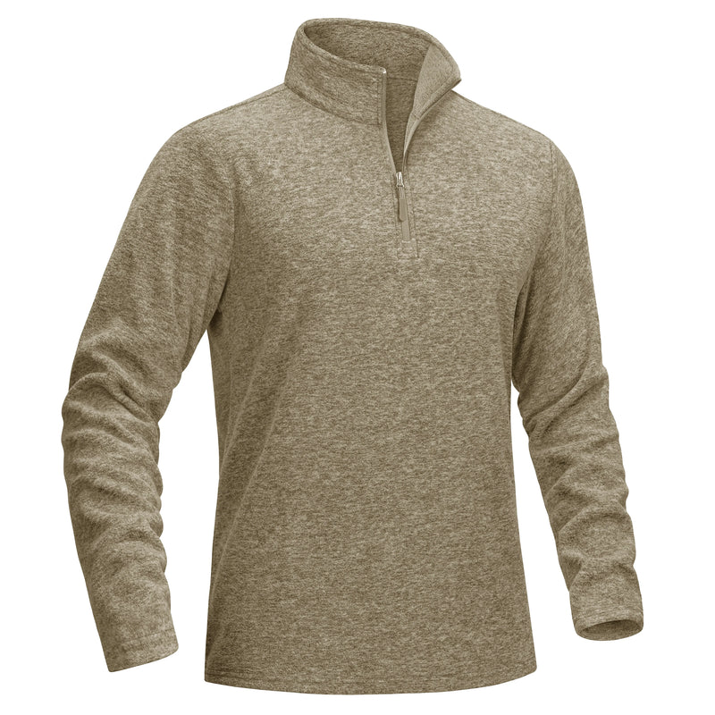 TACVASEN Men's Quarter Zip Up Fleece Pullover Warm Windproof Sweaters High Stand Collar Polyester Sweatshirts Fit Hike And Golf