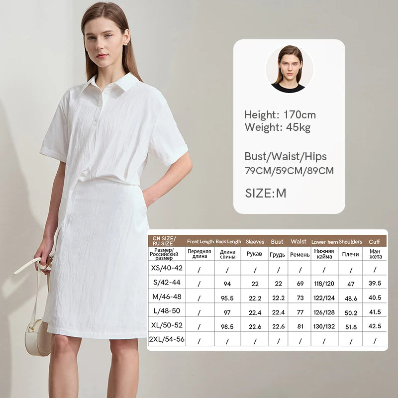 Amii Minimalist Premium Shirtdress Women 2026 Summer New Office Lady Casual Half Placket Solid Pleated Straight Dresses 12522068