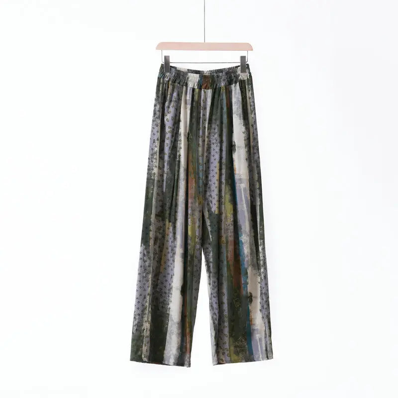 New Women's Sleeping Pants Viscose Floral Printed Thin Spring Summer Home Pants Loungewear Homewear Loose Trousers Sleepwear