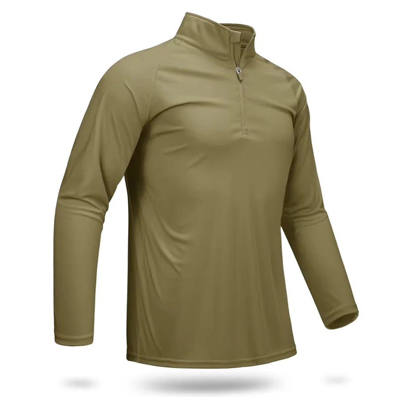 TACVASEN UPF 50+ T-shirts Men's 1/4 Zip UV Protection Long Sleeve T Shirts Fishing Hiking Performance Tee Shirts Pullover Tops