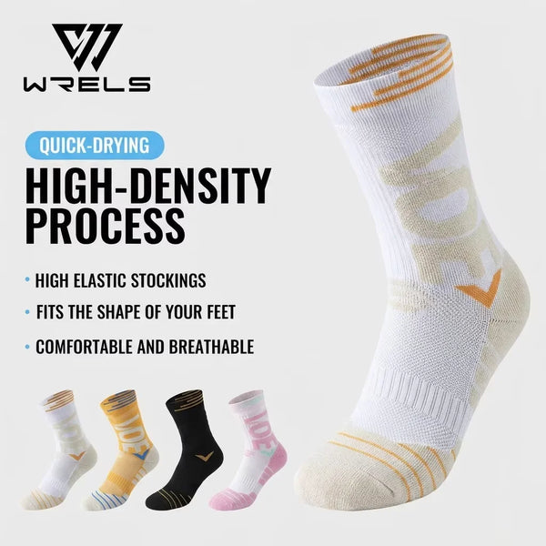 WRELS 1/2/3 Pairs Athletic Socks Cushioned Arch Support Basketball Socks Moisture Wicking Men Women Running Hiking Sports Socks