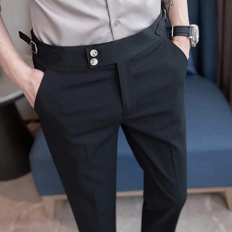 2026 New Men's Black Ankle-Length Pants, Fashion Slim Pants, Asian Size 28-36