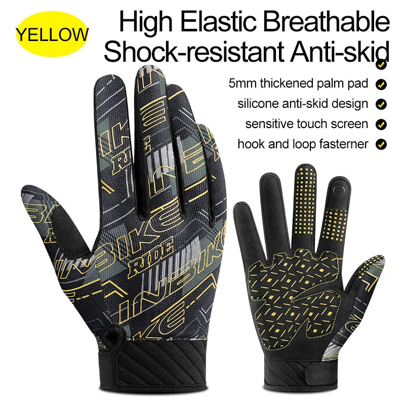 INBIKE MTB Bicycle Gloves Touch Screen Full Finger Cycling Gloves Anti-slip Sport Bike Racing Gloves for Men Women Accessories