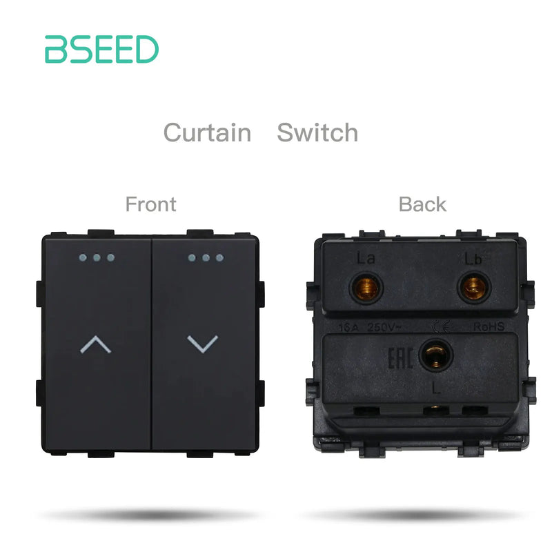 BSEED EU Standard 1/2/3Gang 1/2Way Push Button Switch Function Part Wall Glass Frame Power Sockets Light Switch DIY Parts Only