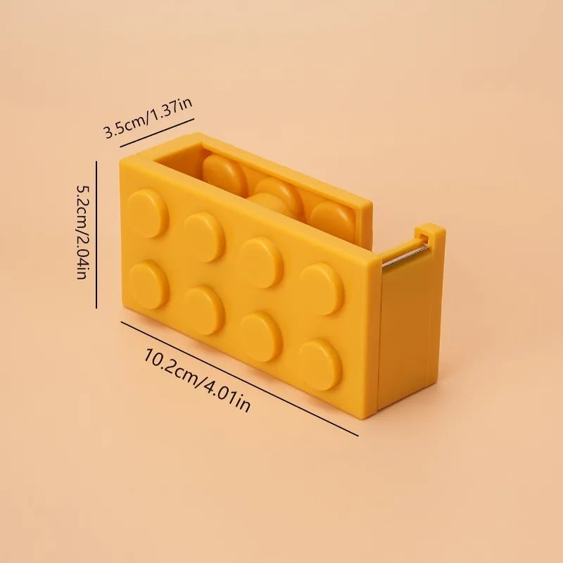 1pc Building Block Tape Holder, Cultural And Creative Tape Holder, Transparent Tape Cutter, Office Tape Box, Tape storage box