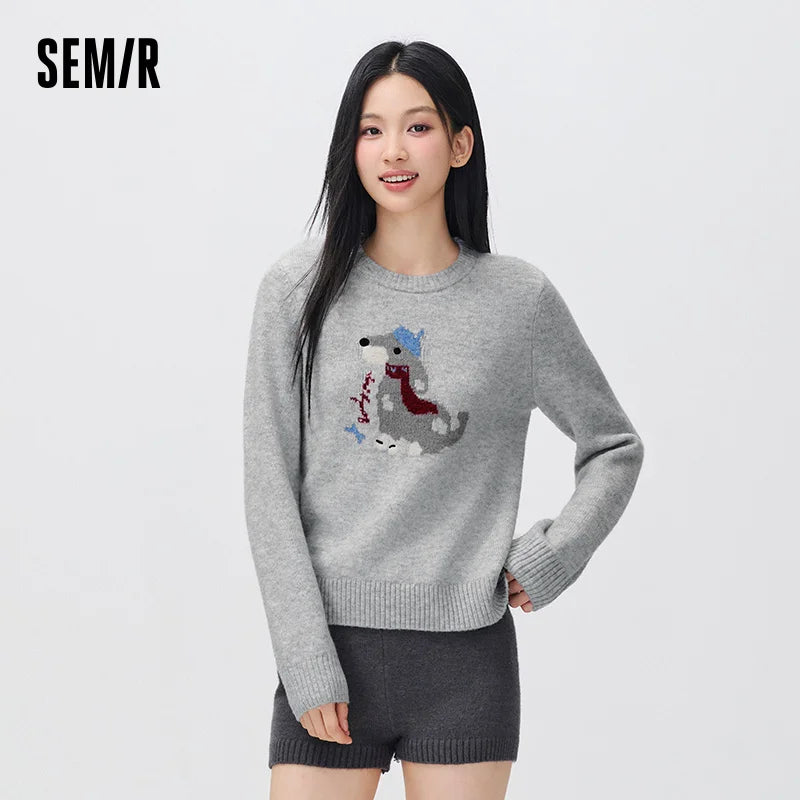 អាវយឺតប៉ាក់ Semir សម្រាប់នារី រចនាបថ Jacquard Pet កមូល រចនាបថតិចតួចបំផុត សម្រាប់រដូវរងាថ្មី ឆ្នាំ២០២៦ សម្រាប់ស្លៀកប្រចាំថ្ងៃ រចនាបថធម្មតាក្នុងទីក្រុង