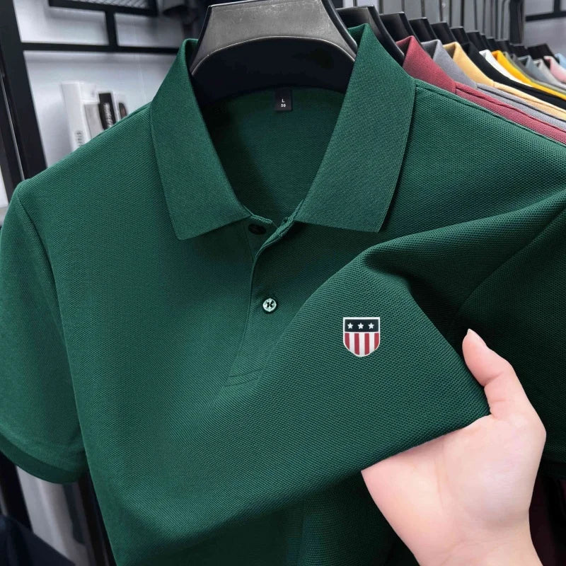 High-End Luxury Man T-Shirt Polo Shirt Lapel Button Pattern Printing Various Colors British Style Summer Leisure Golf Men's Wear