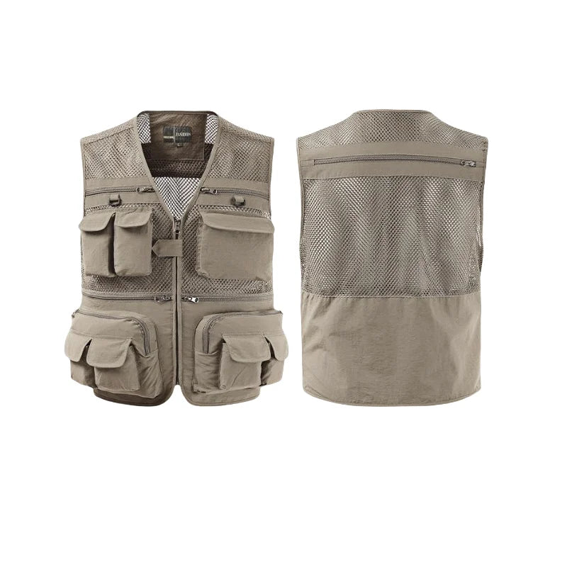 Fishing Vest Breathable Fishing Travel Mesh Vest with Zipper Pockets Summer Work Vest for Outdoor Activities