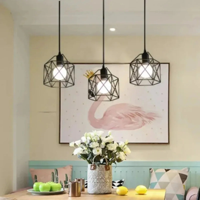 JOYINLED 1/3 Heads Simple Black Pendant Ceiling Light Industry Hanging Lampshade for Bedroom Kitchen Balcony Decorative Lighting
