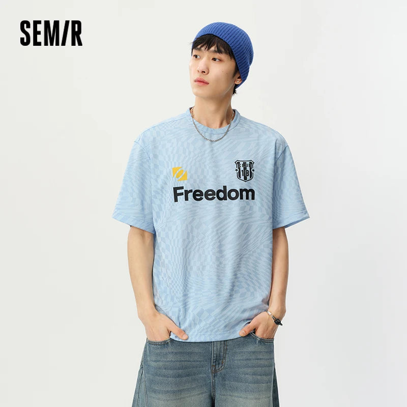 Semir Mens Tshirt 2026 Letter Printed Fashion Jersey Couple Style Irregular Jacquard Knitted