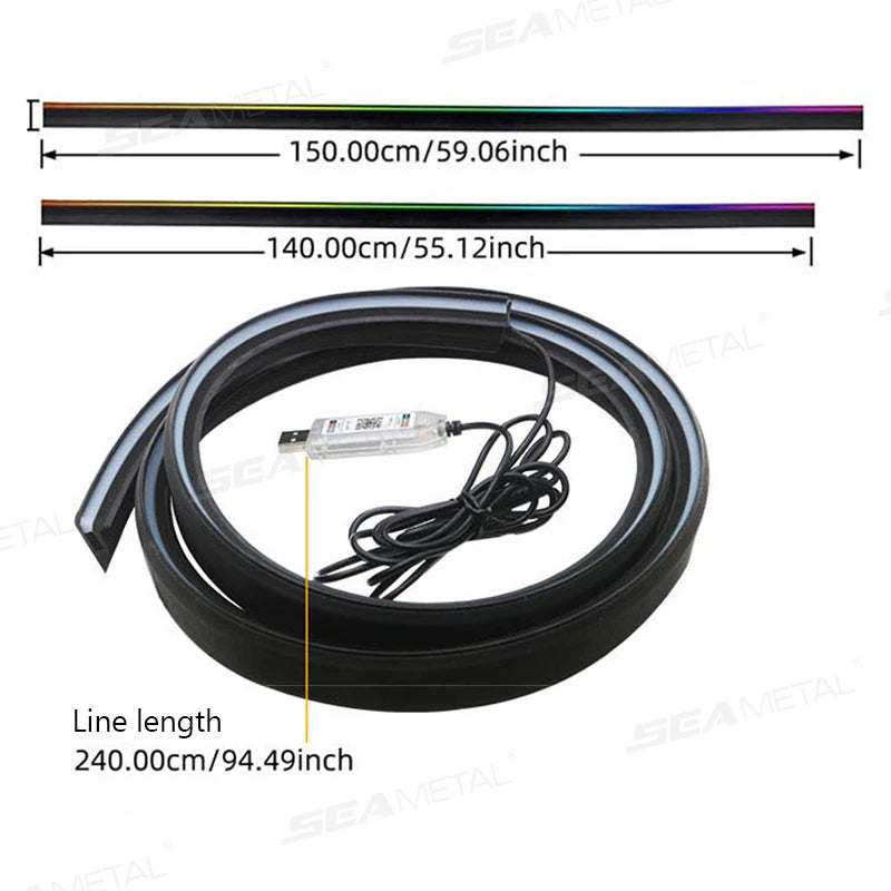SEAMETAL Colorful LED Car Interior Hidden App Remote Control Atmosphere Lamp USB Car Instument Dashboard Sealing Ambient Lights