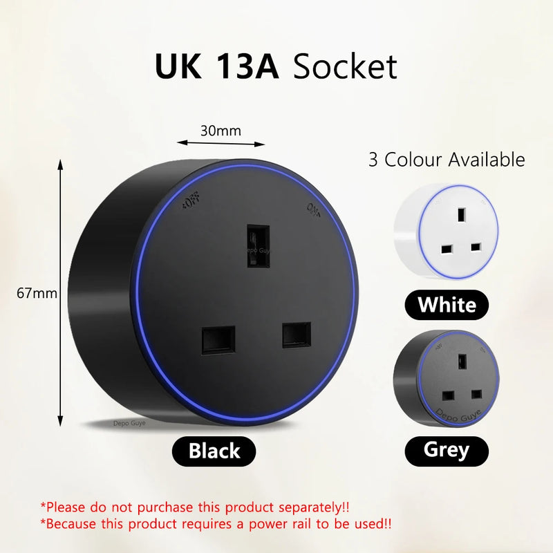 Induction lamp Wall Track Socket EU FR Italy Israeli UK Standard Home Office Electric Socket Removable Plugs Adapter USB C Ports