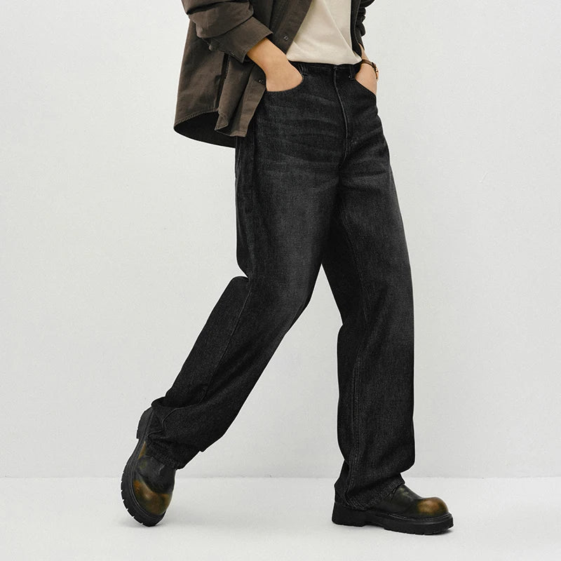 Semir Soft Jeans Men 2026 Winter Distressed Straight Leg Stretch Fleece Lined Casual Comfortable Warm Long Trousers