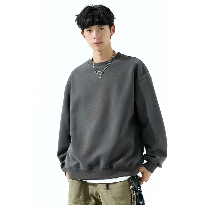 DUKEEN 450G Heavyweight Men's Sweatshirts Autumn and Winter New Solid Color Fashion Basic Pullovers 7 Color