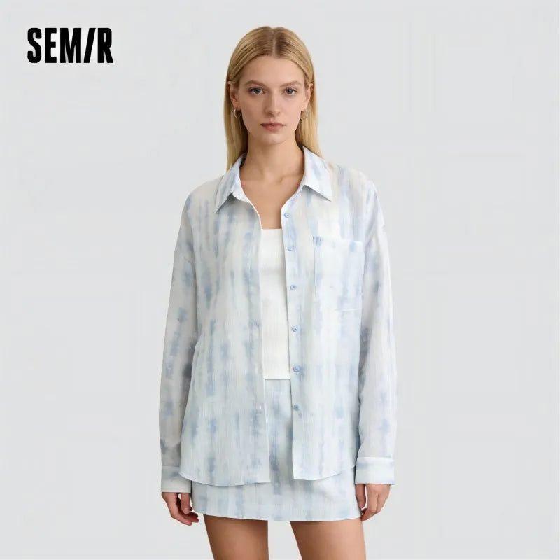 Semir Women Shirt Textured 2026 Loose Fit Two Piece Set Urban Casual Everyday Style Soft Comfortable Daily Wear