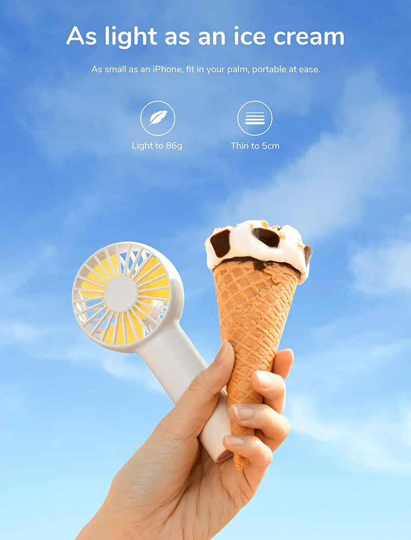 JISULIFE Mini Fan USB Silence Portable Rechargeable Handheld Fans Vertical Air Cooler 2000 mAH