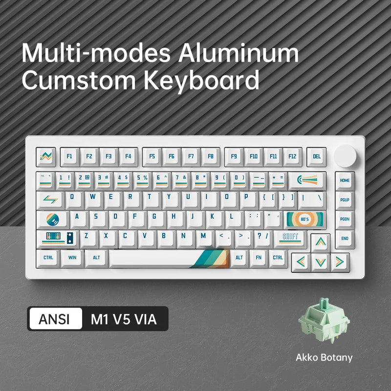 Akko MonsGeek M1 V5 Tri-mode Mechanical Keyboard VIA 75% ANSI/ISO 3/5 Pins Customized Hot-swappable RGB Rapid Disassemble Gasket
