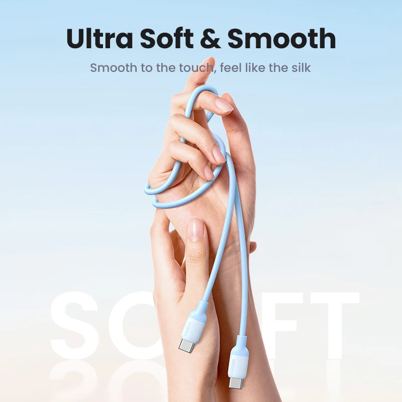 UGREEN Soft Silicone USB C To USB C Cable PD60W Fast Charging Cord for iPhone 17/16/15 Samsung 3A Flexible Liquid Silicone Wire