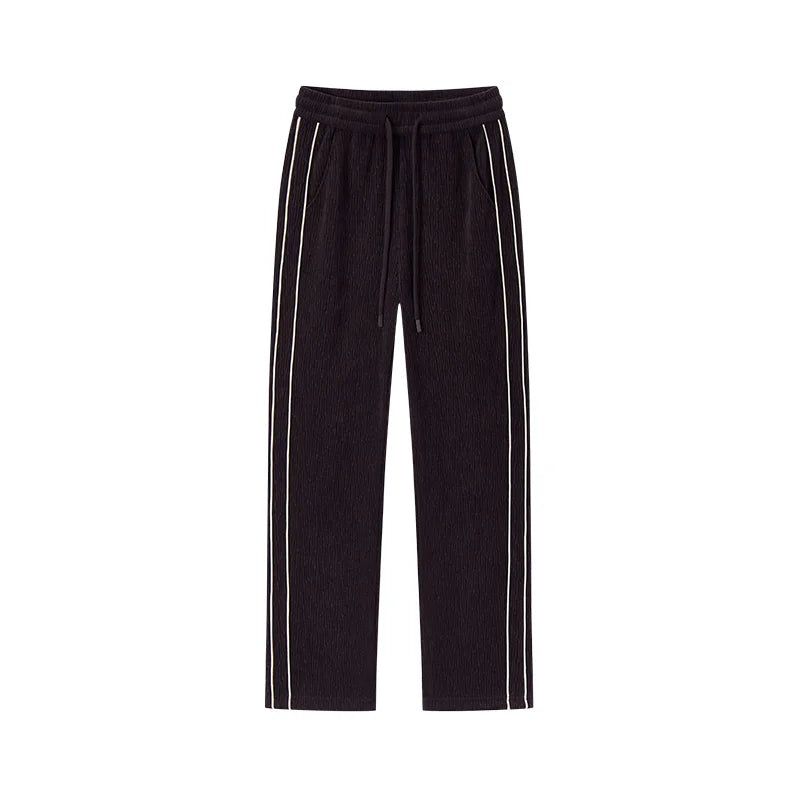 Semir Women Pants Chenille Colorblock Wide Leg Loose Fit Black 2026 Trendy Leg Lengthening Urban Casual Trousers