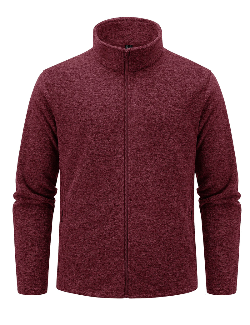 TACVASEN Lightweight Fleece Stand Collar Jackets Mens Spring Casual Full Zip Jacket Outdoor Sportswear With Pockets Outwear Tops
