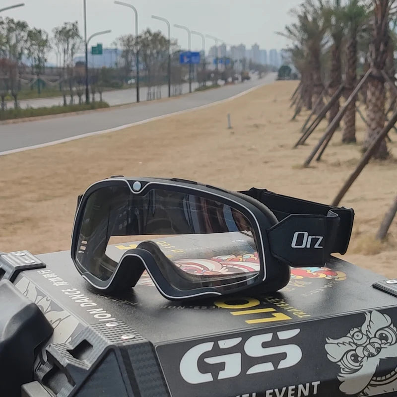 Retro Motorcycle Goggles Ski Glasses Motocross Sunglasses ATV Goggles Non-slip Belt Anti-UV Cafe Racer Chopper Cycling Racing