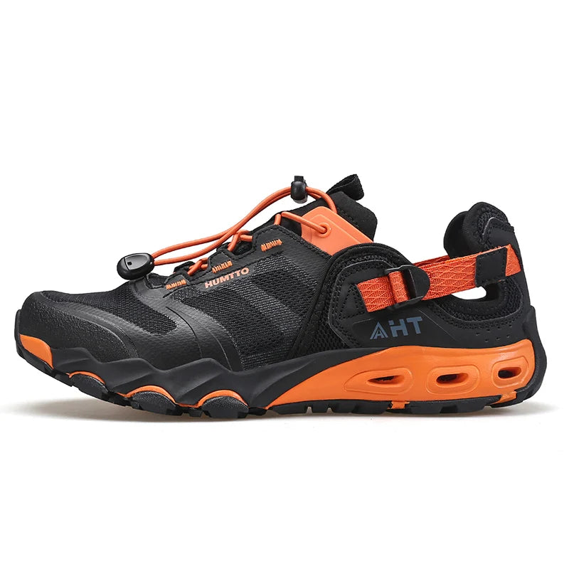HUMTTO Hiking Shoes for Men Outdoor Summer Sneakers Trekking Barefoot Shoes Mens Breathable Quick Drying Black Beach Sandals Man